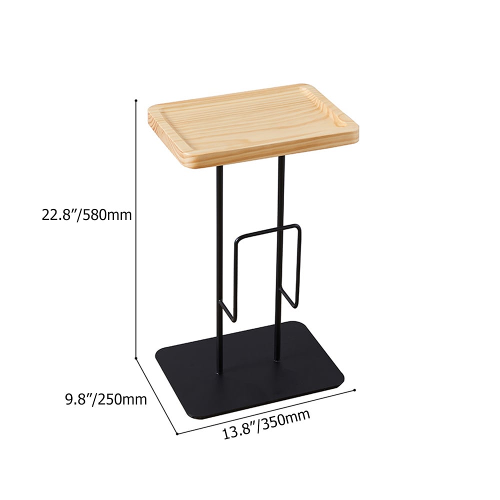 Petite table d'appoint avec plateau en bois et cadre en métal Table d'appoint en bois image de fenêtre