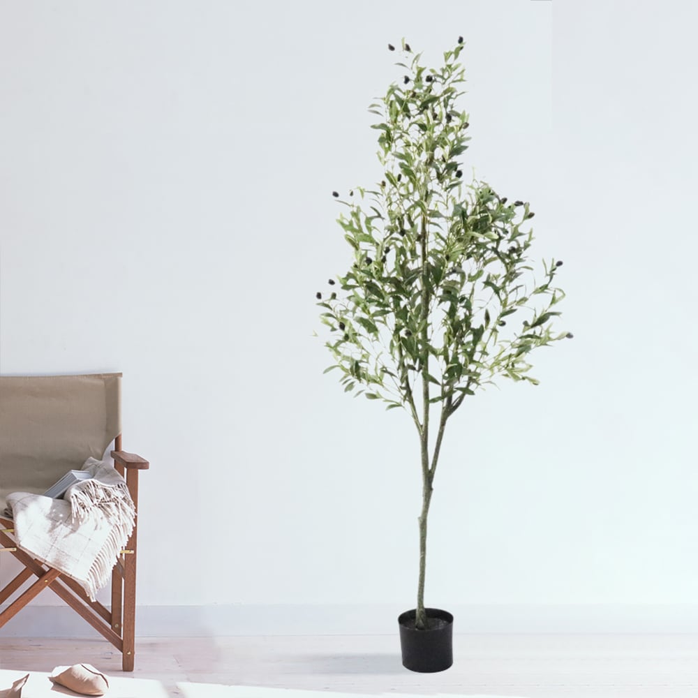 70.9" Artificial Green Olive Tree Plants 1 Piece Tall Indoor Faux Plant  window image