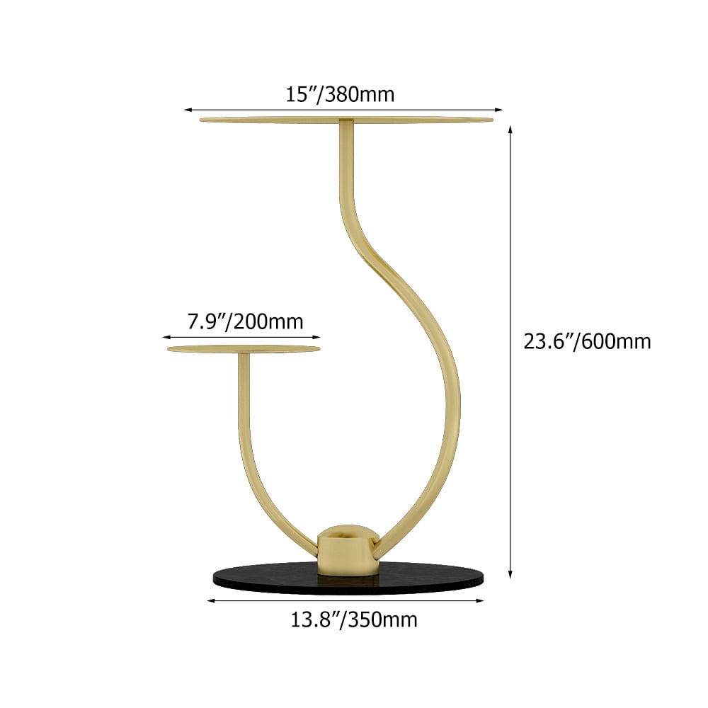 Gouden bijzettafel met metalen blad en marmeren voet Ronde bijzettafel Vensterafbeelding