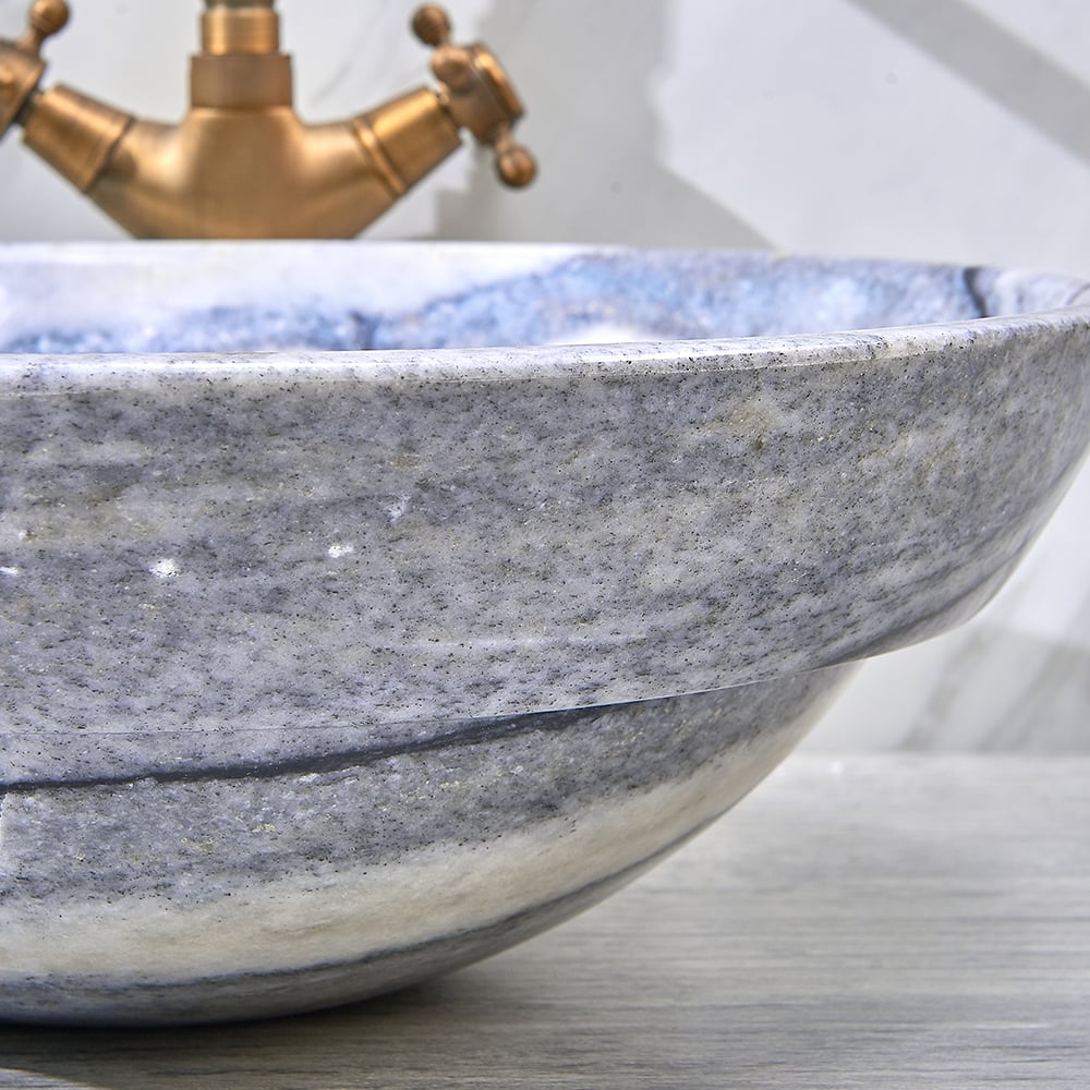 Vessel Circular Natural Stone Bathroom Wash Sink Bowl Shape window image