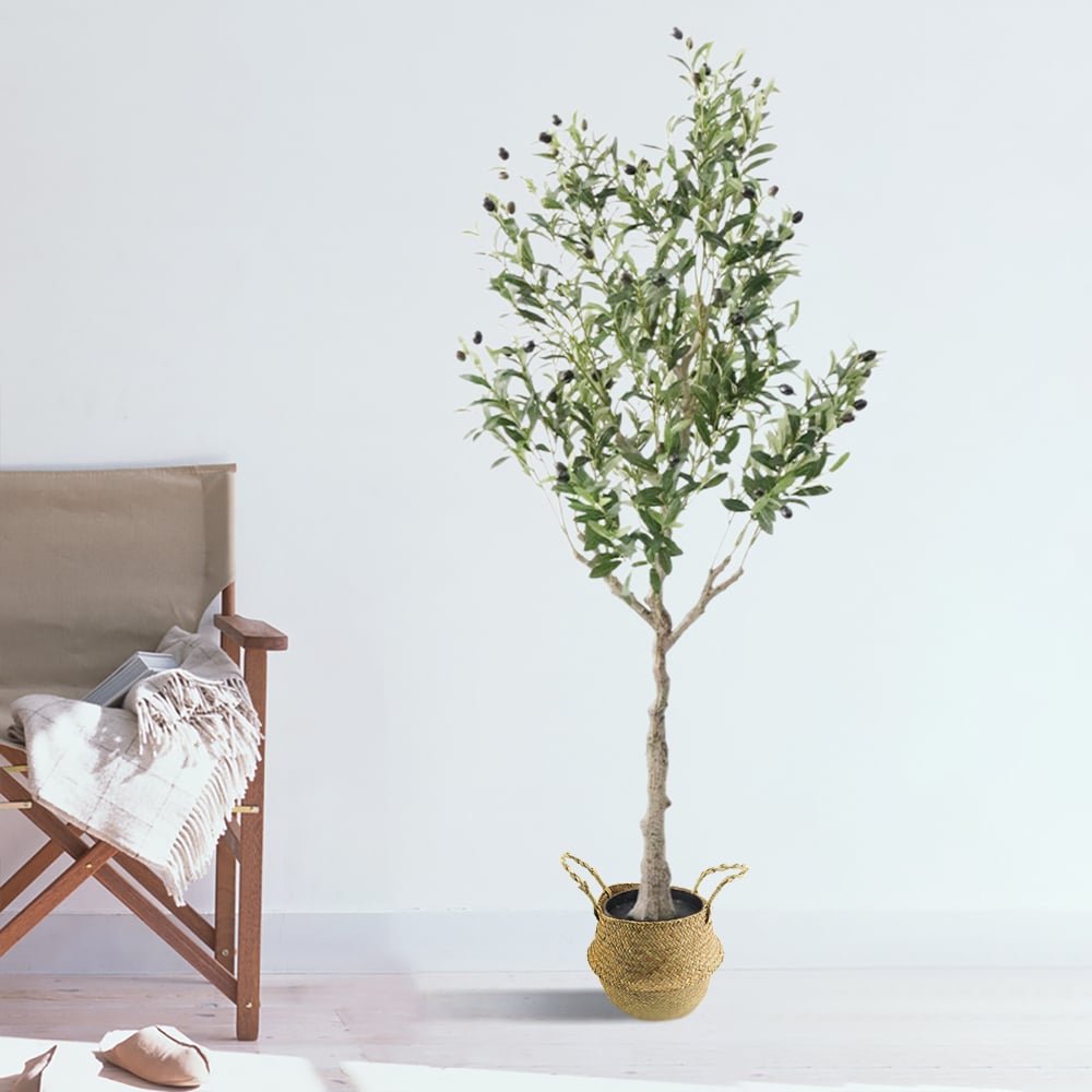 47.2" Artificial Green Olive Tree Plants Set of 2 Indoor Faux Plants window image