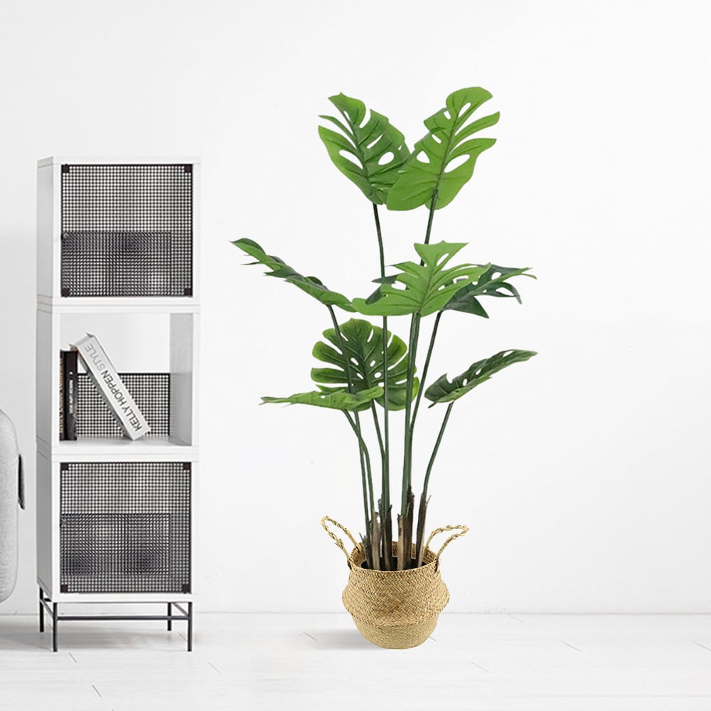 47.2" Faux Monstera Swiss Cheese Tree Set of 2 Artificial Plants window image