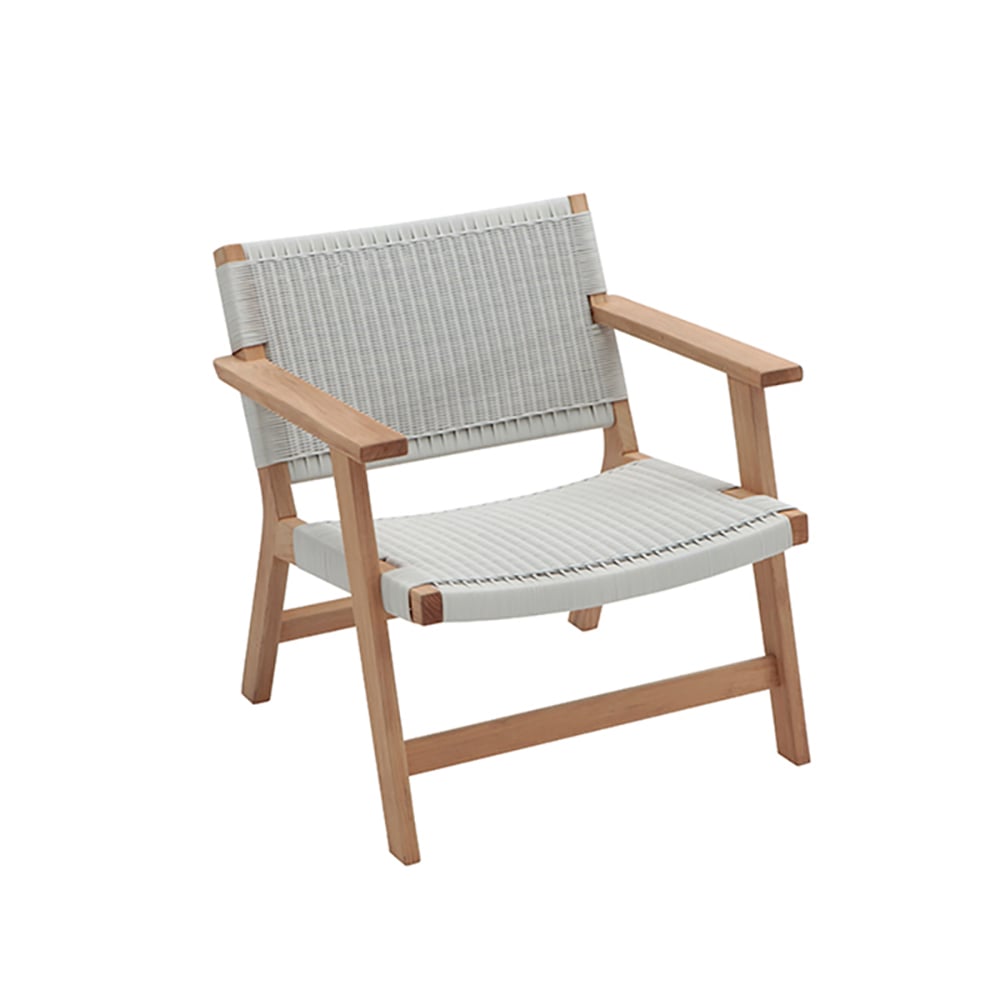 Patio Accent Chair with PE Rattan Back and Teak Wood Frame window image
