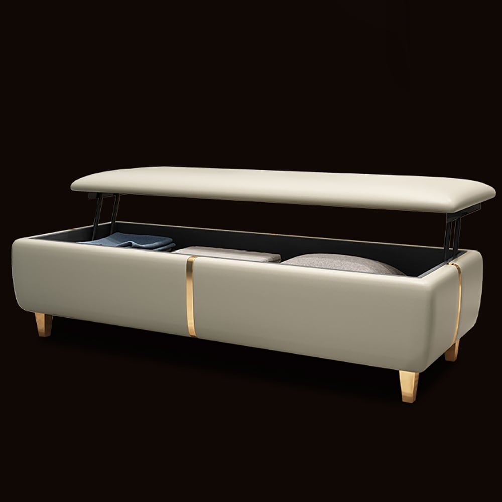 Modern Flip-Top Storage Bedroom Bench Leather Upholstered Ottoman window image