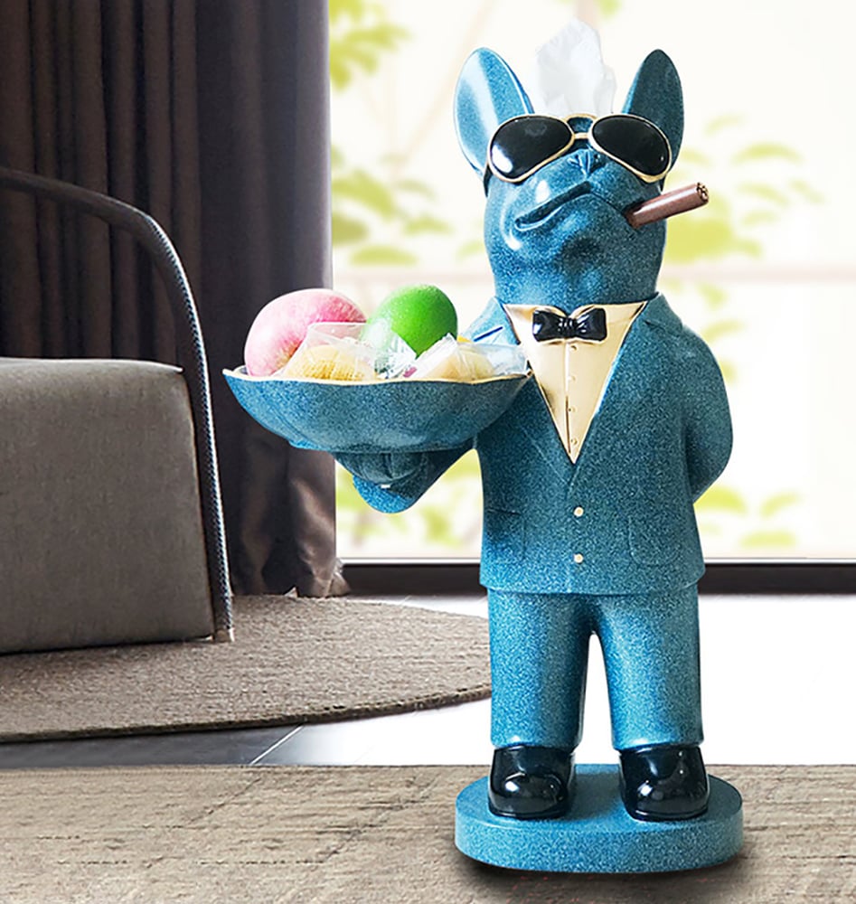 Modern Dog Sculpture Freestanding Tissue Holder Tray Organizer window image