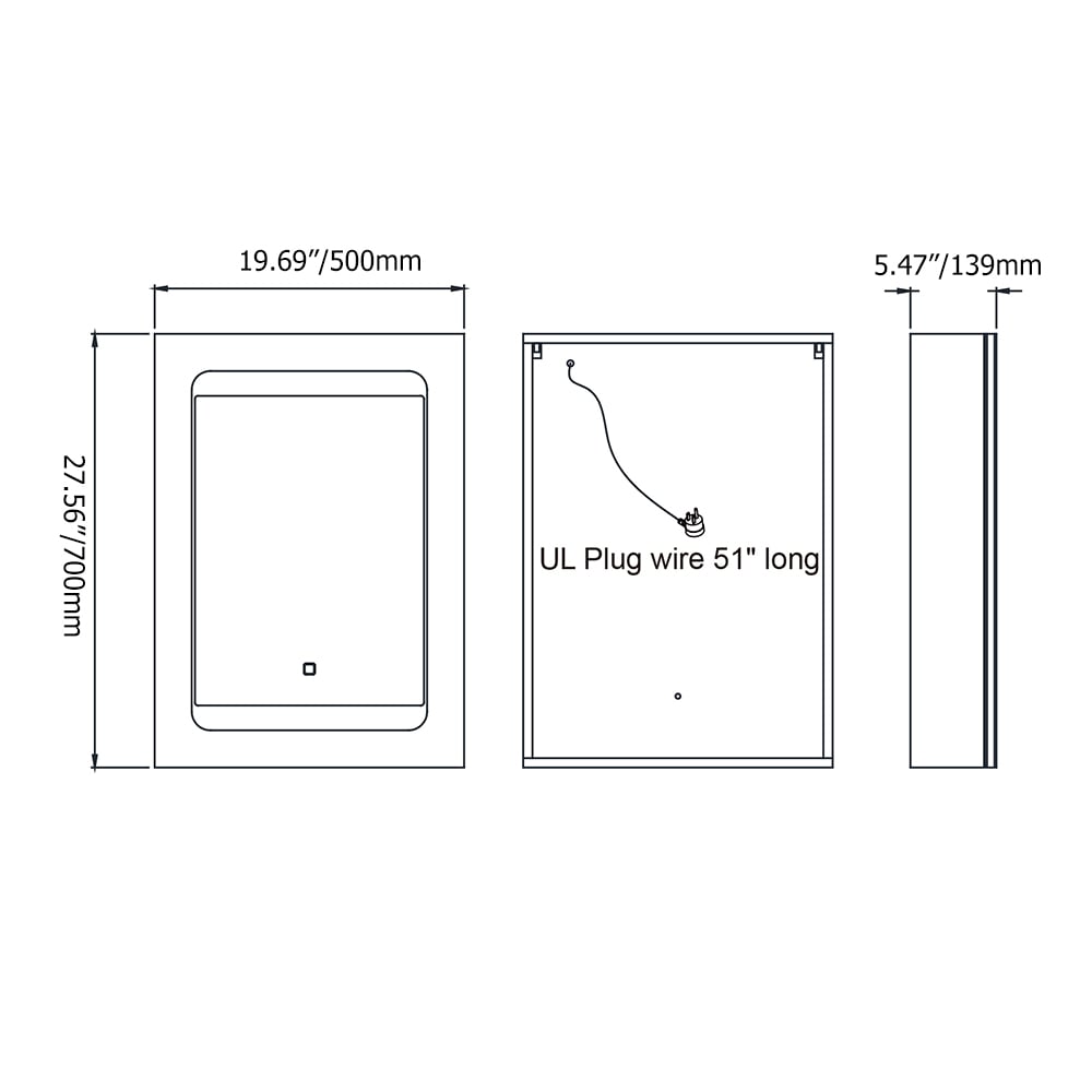 Frameless Rectangle Mirror Magnifying Wooden LED Mirror Cabinet with Socket window image