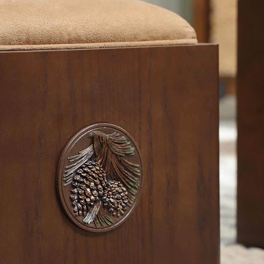 Tabouret de rangement carré en bois rétro à rabat image de fenêtre