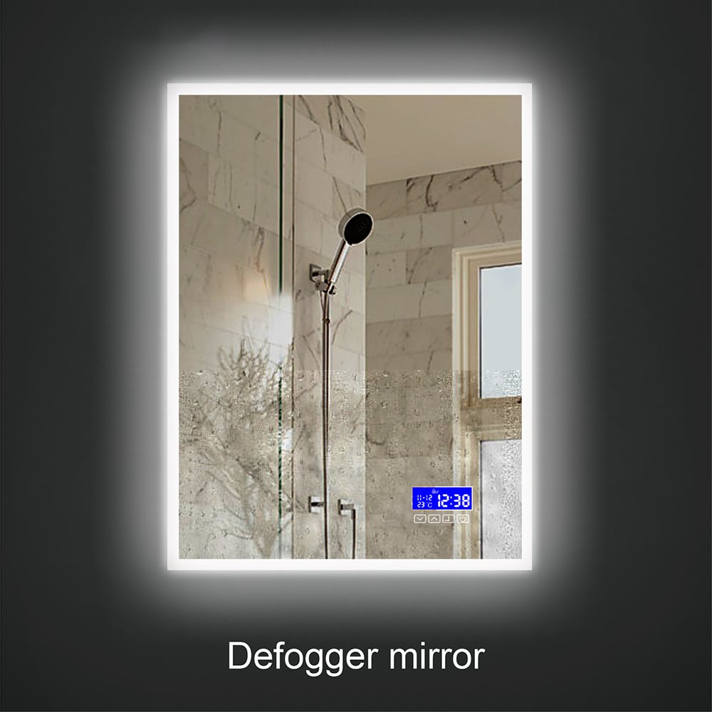 600mm x 800mm Rectangle Wall-Mounted Multifunctional LED Bathroom Mirror Anti-Fog window image