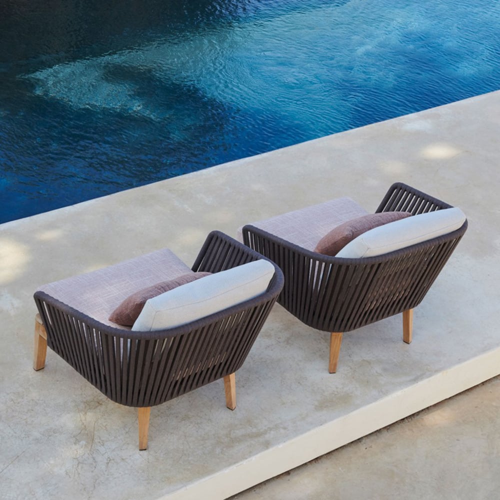 Modern Style Rattan Woven Outdoor Accent Chair in Ash Wood Legs window image