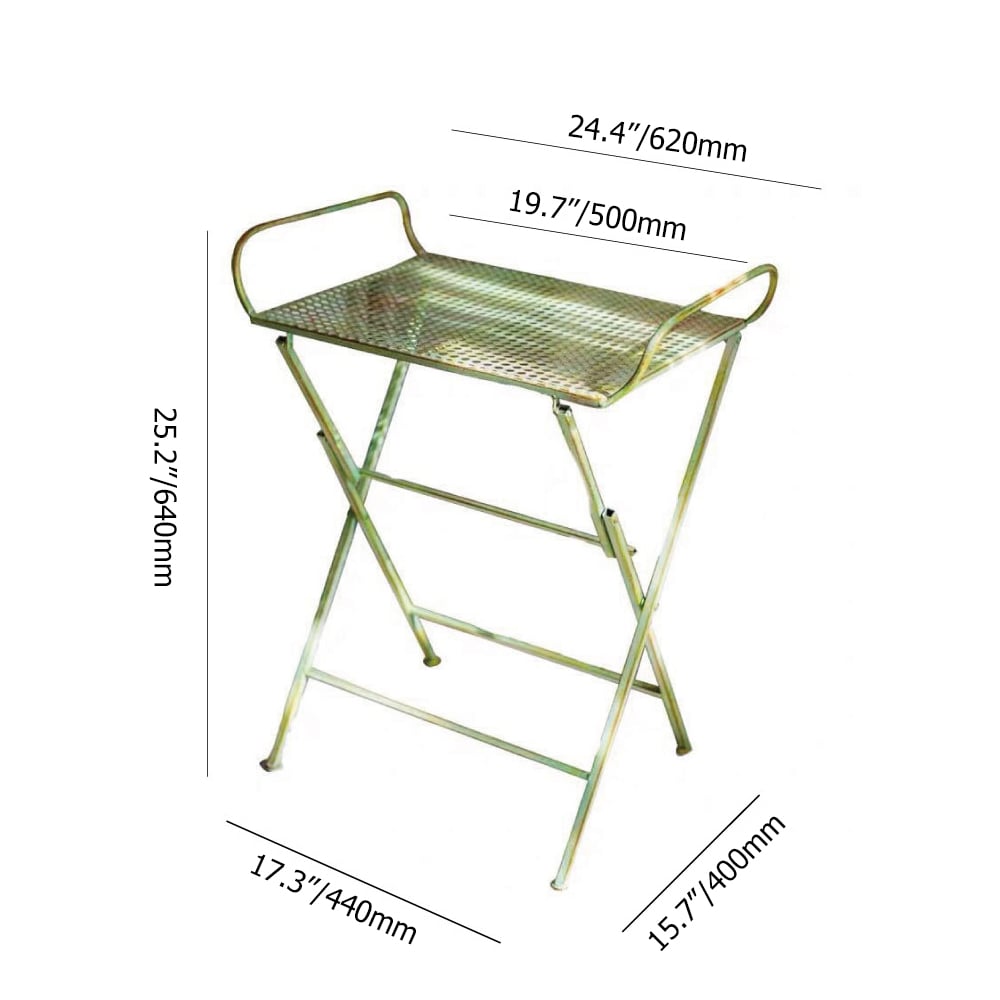 Distressed Green End Table Small  Metal Side Table window image