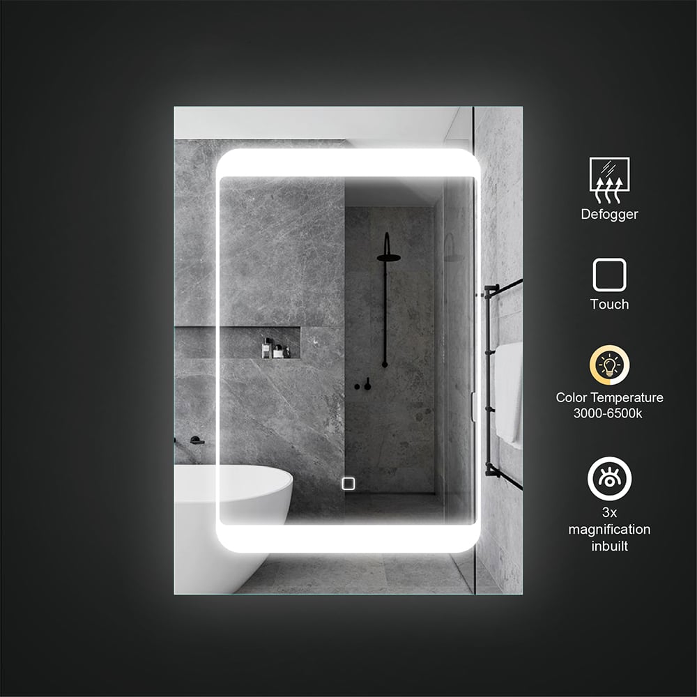 Frameless Rectangle Mirror Magnifying Wooden LED Mirror Cabinet with Socket window image