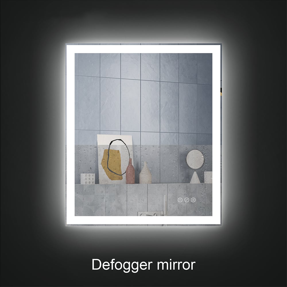600mm x 800mm Acrylic Rectangle Wall Mounted LED Bathroom Mirror Anti-Fog Frameless window image
