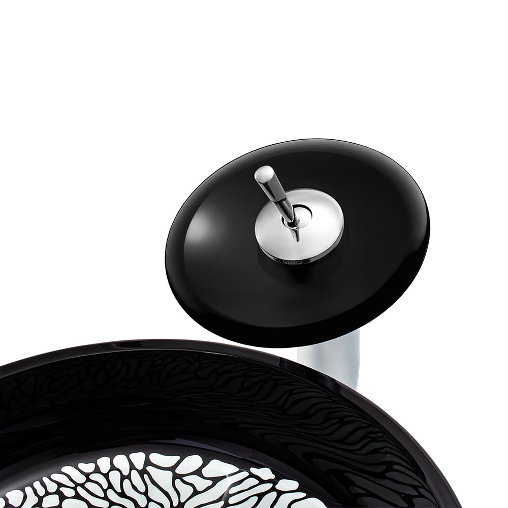 Black Rounded Shaped Crystal Glass Bowl Bathroom Wash Sink with Faucet window image