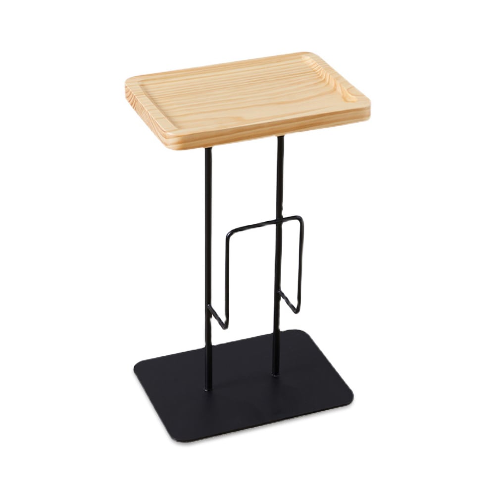 Petite table d'appoint avec plateau en bois et cadre en métal Table d'appoint en bois image de fenêtre