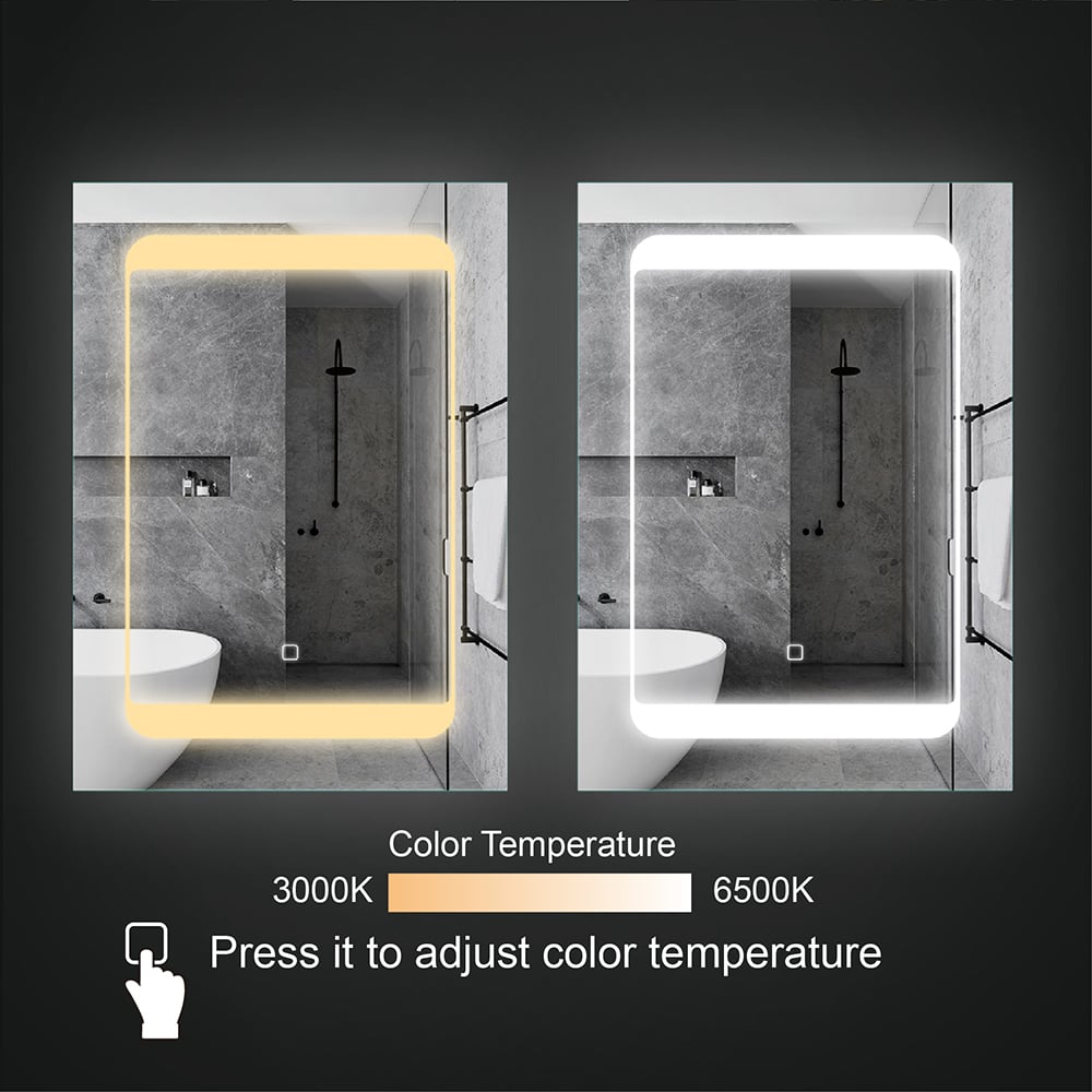 Frameless Rectangle Mirror Magnifying Wooden LED Mirror Cabinet with Socket window image