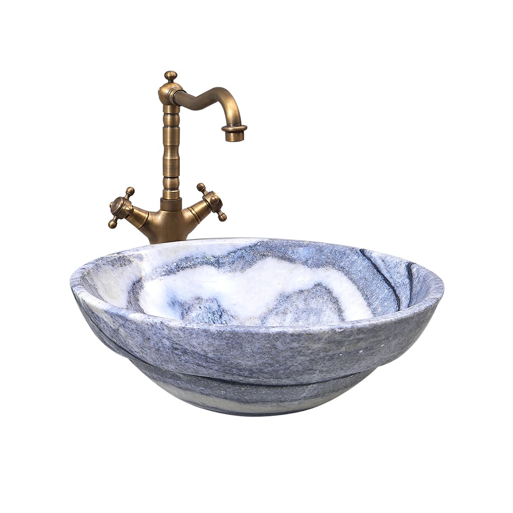 Vessel Circular Natural Stone Bathroom Wash Sink Bowl Shape window image