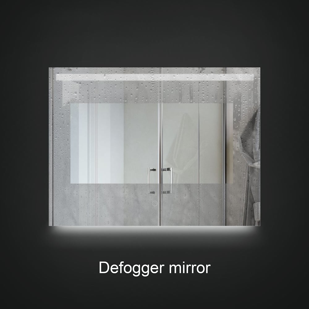 800mm x 600mm Frameless Acrylic Rectangle Wall Mounted LED Bathroom Mirror Anti-Fog window image