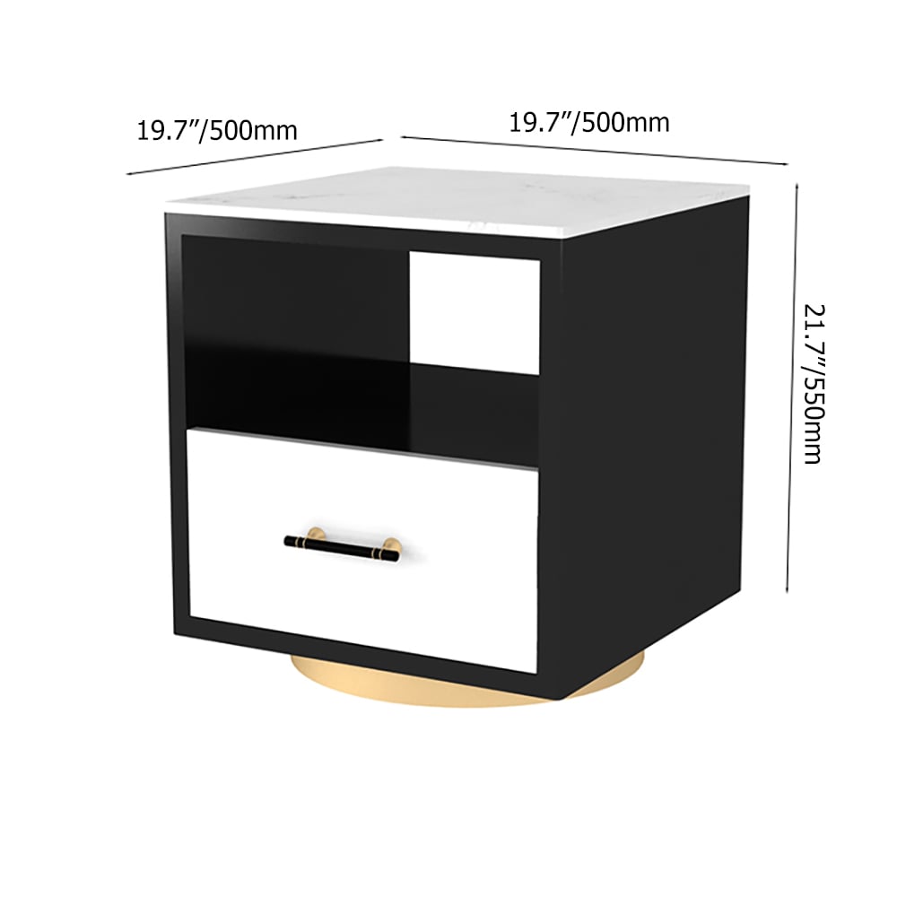 White & Black End Table with Storage Square Side Table  window image