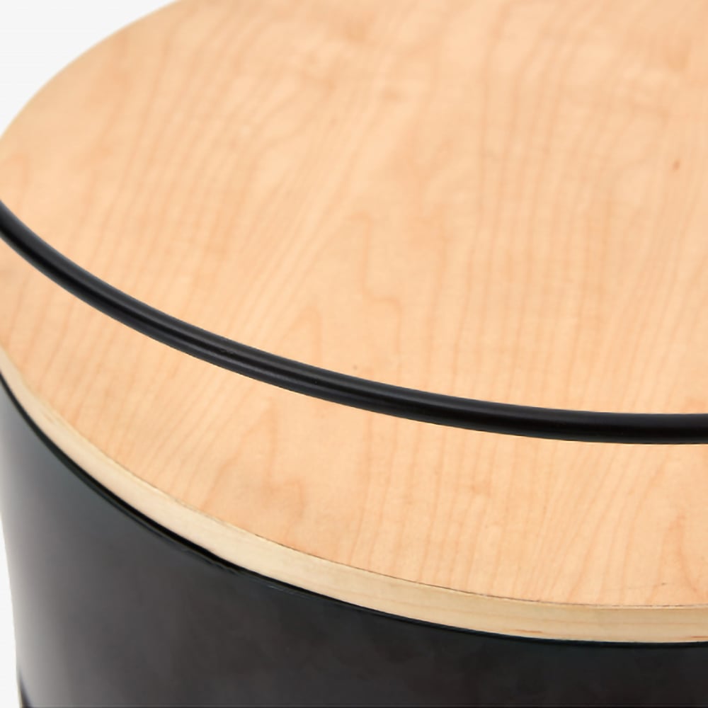 Black Metal End Table with Storage Wooden Top Round Side Table window image