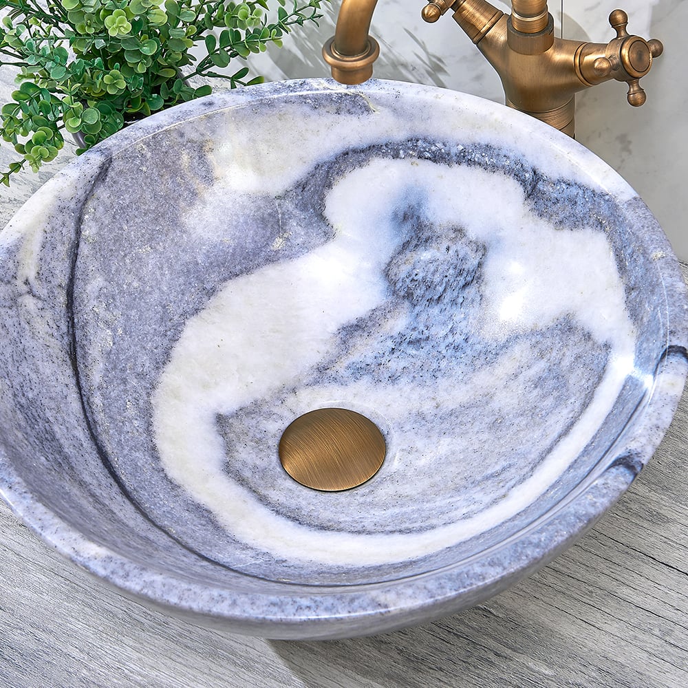 Vessel Circular Natural Stone Bathroom Wash Sink Bowl Shape window image