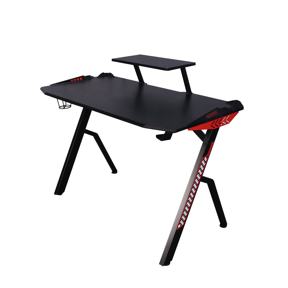 Modern Black Gaming Desk in MDF & PVC Standing Desk window image