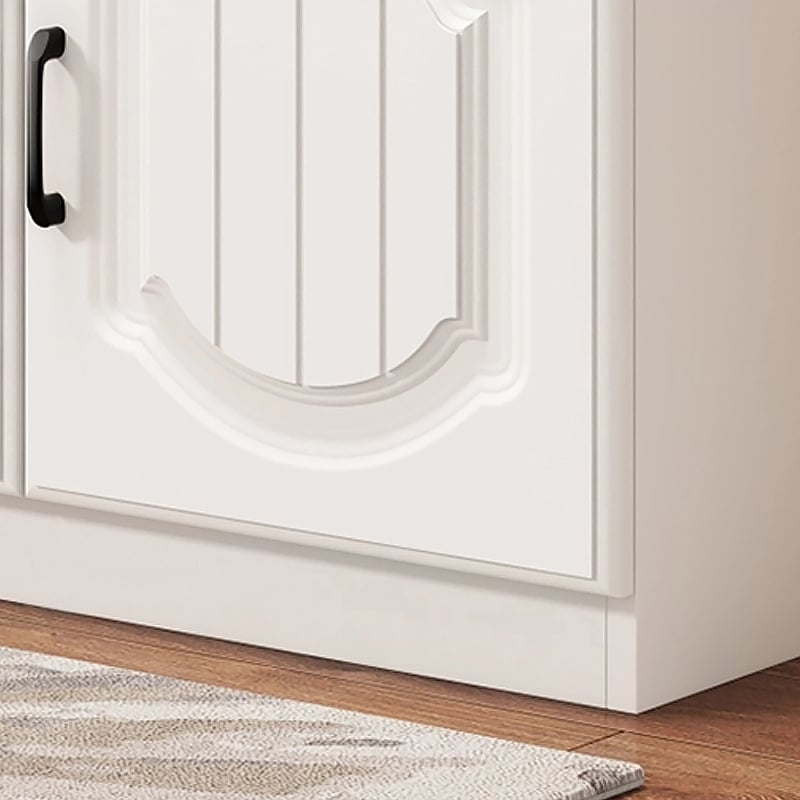 Modern White Leather Upholstered Entryway Bench with Shoe Storage  window image