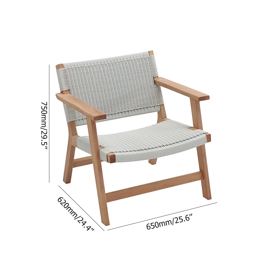 Patio Accent Chair with PE Rattan Back and Teak Wood Frame window image
