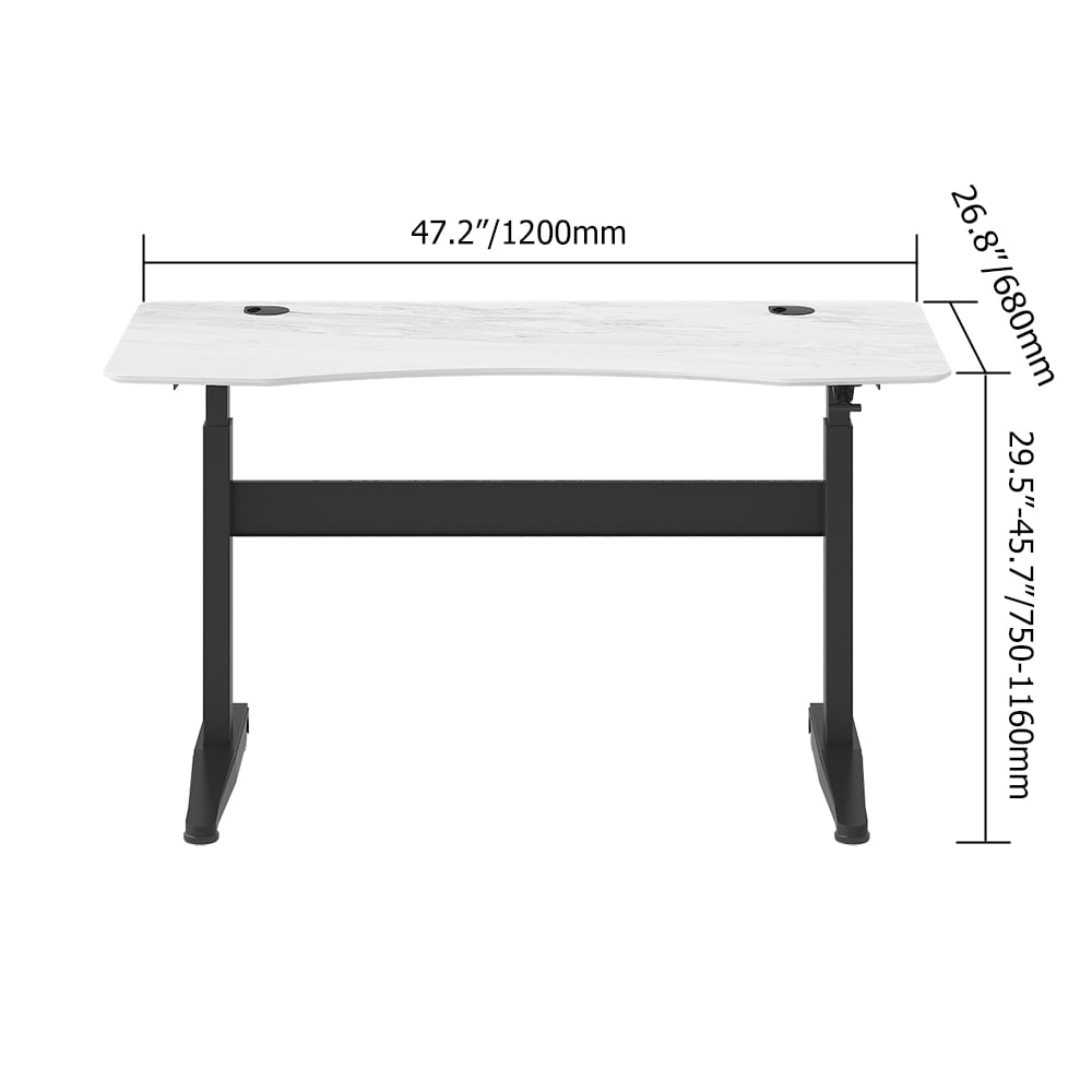 Modern Adjustable Height Writing Desk in White & Black Standing Desk window image