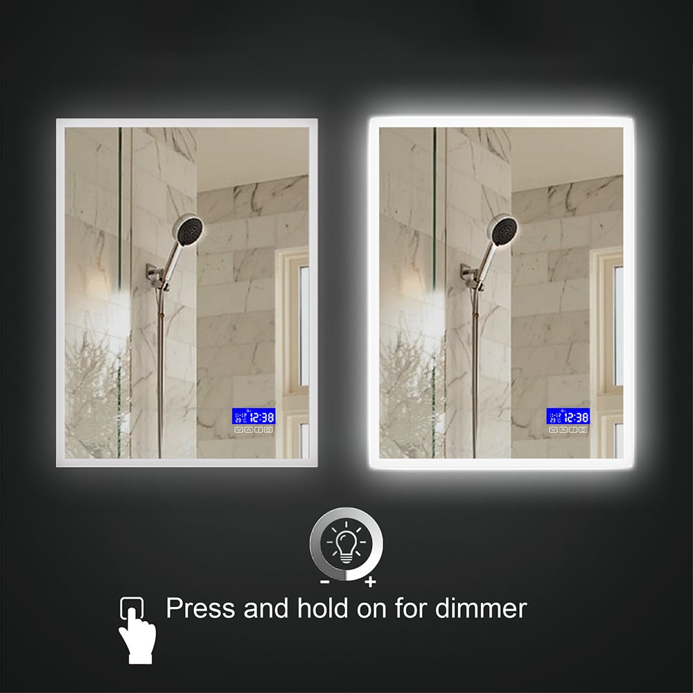 600mm x 800mm Rectangle Wall-Mounted Multifunctional LED Bathroom Mirror Anti-Fog window image