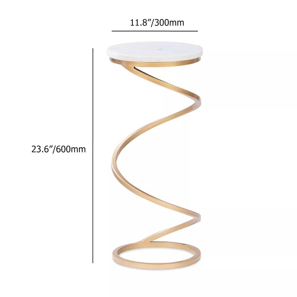 Small Gold End Table with White Marble Top & Metal Base window image