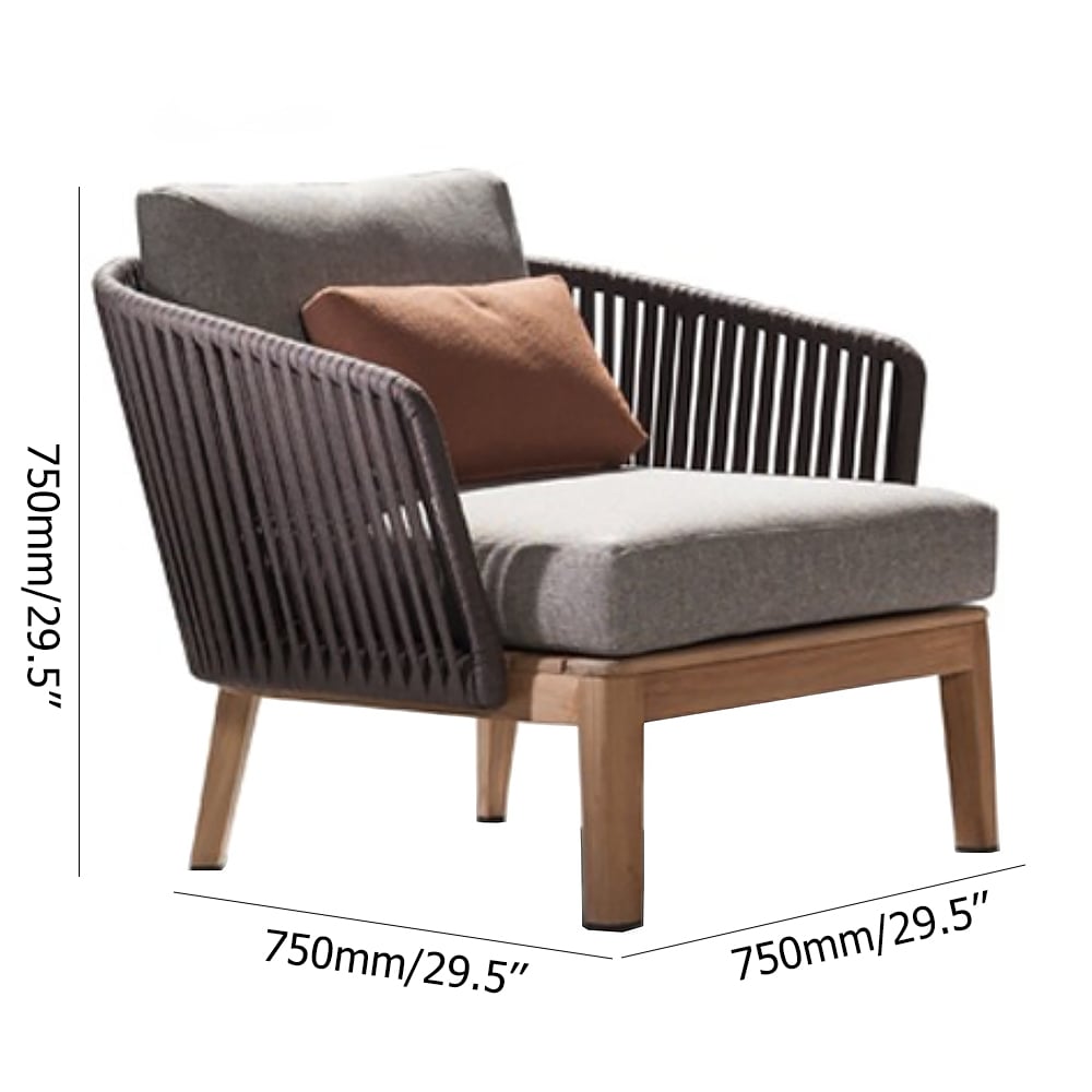 Modern Style Rattan Woven Outdoor Accent Chair in Ash Wood Legs window image