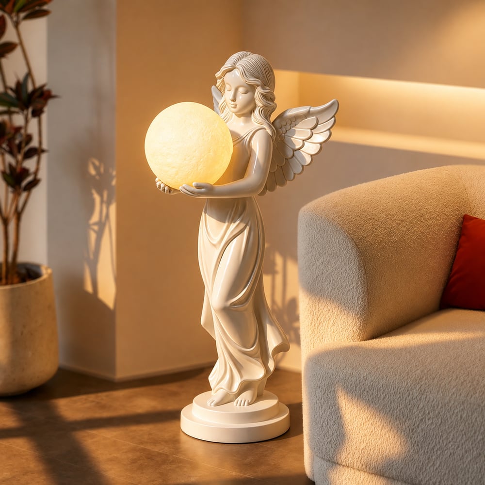 Angel Statue with Decorative Light Globe & Remote Control window image