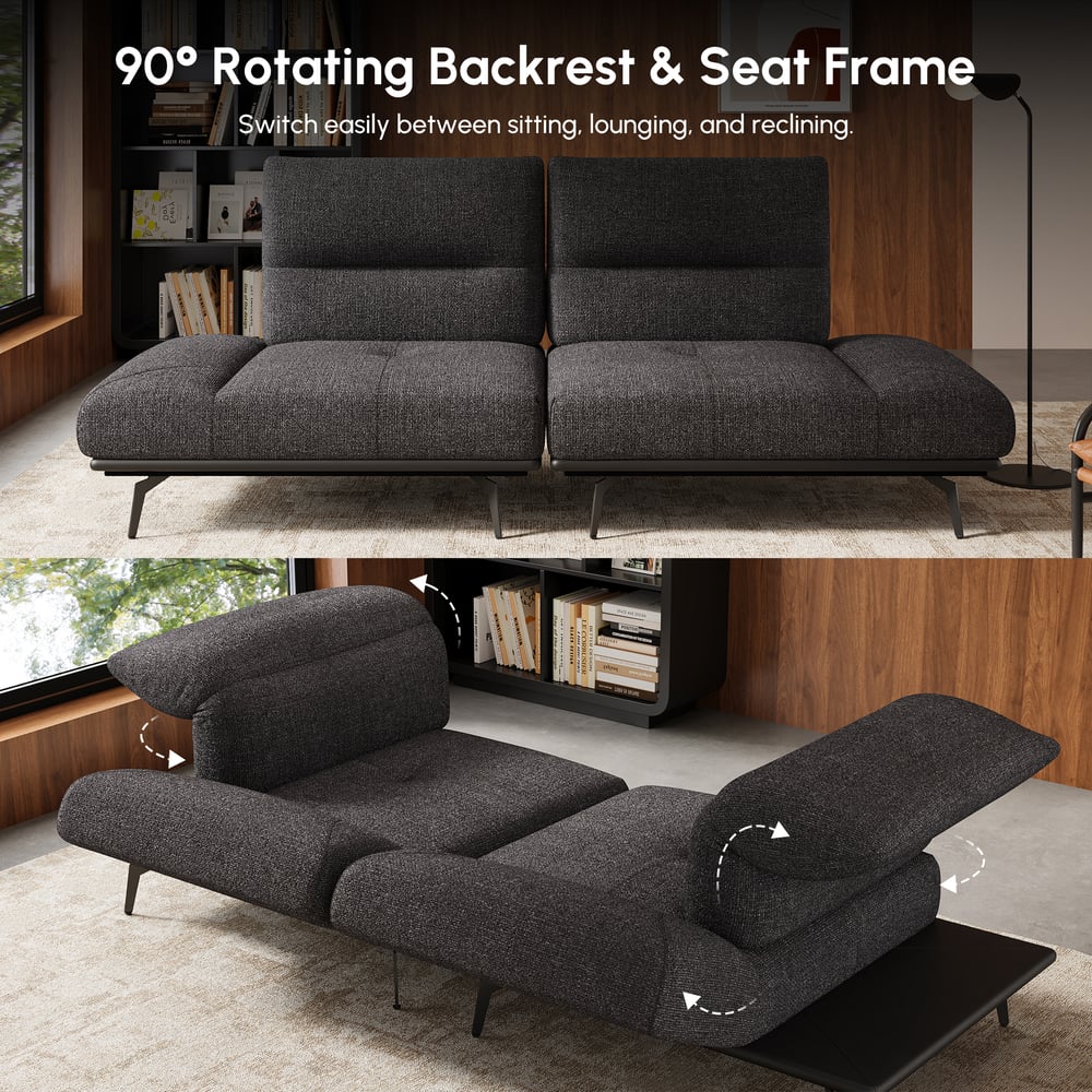 2-Piece Yarn-Dyed Fabric and Faux Leather Reclining Sectional Sofa window image