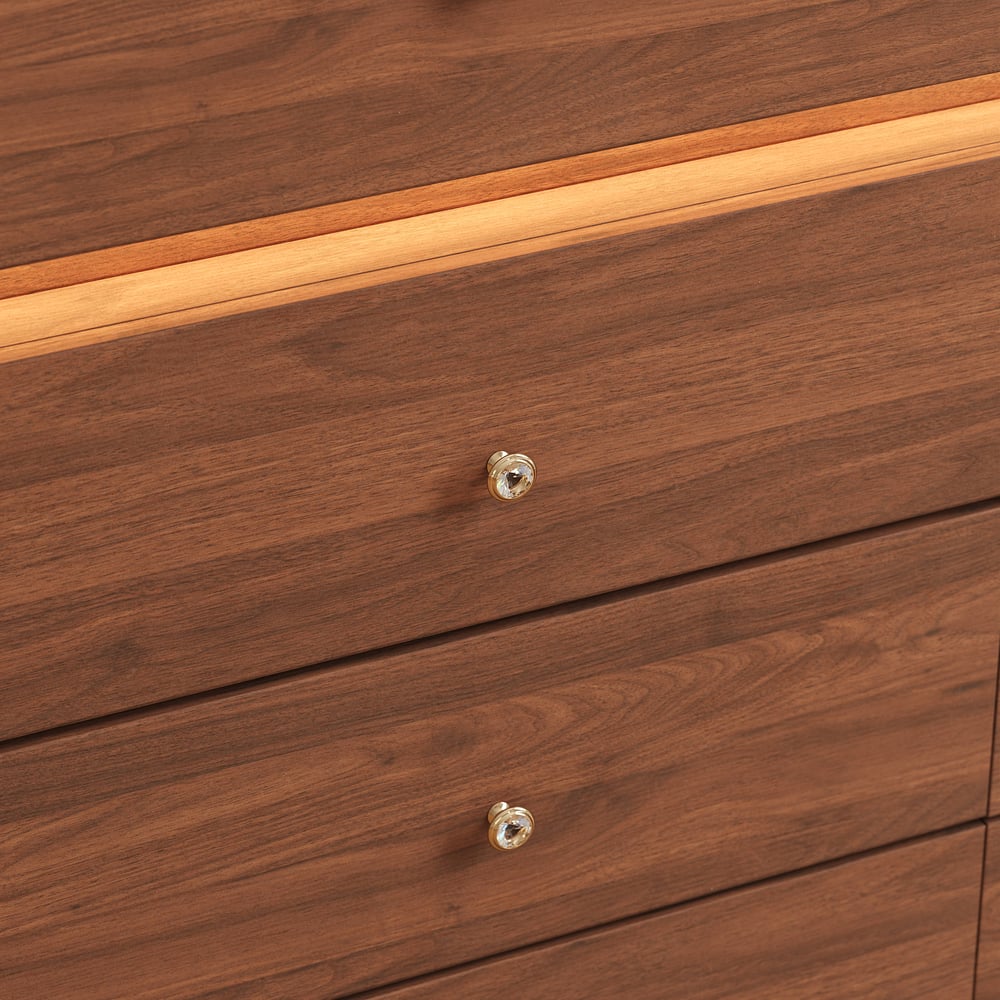 Modern 47" Tempered Glass Top 8-Drawer White Dresser with LED & Jewelry Trays window image