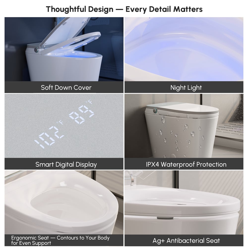 Hynova AX9 Smart Bidet Toilet with Powerful Flush, Built-in Tank, Foam Shield, ADA window image