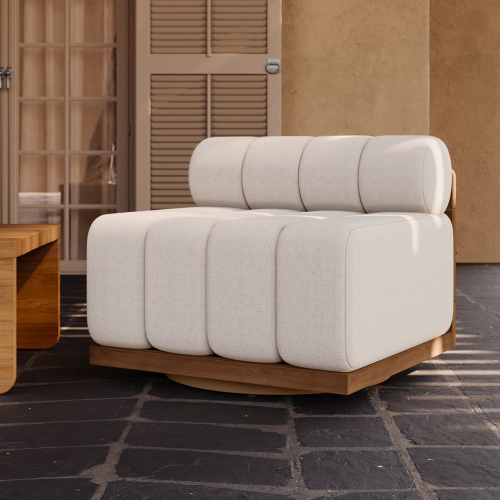 Resaro Outdoor Teak & Aluminum Swivel Lounge Chair window image