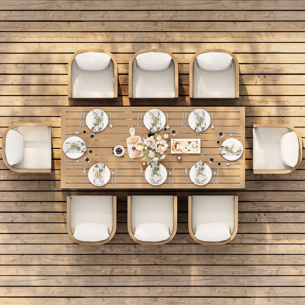 Wevara 9-Piece Outdoor Rope Weave Dining Set with 8 Chairs window image