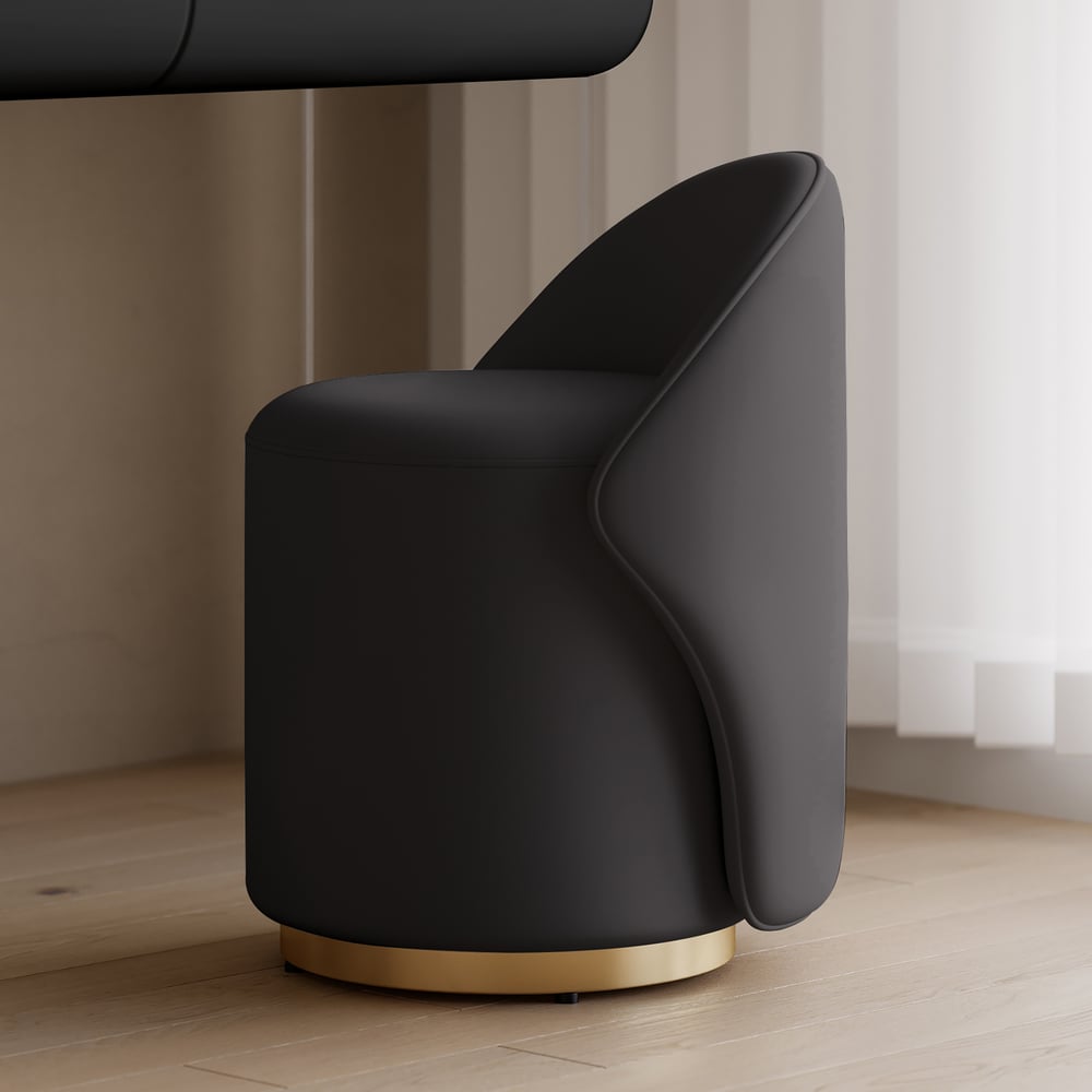 Skórzany okrągły taboret do toaletki z krzesłem akcentującym z oparciem obraz okna