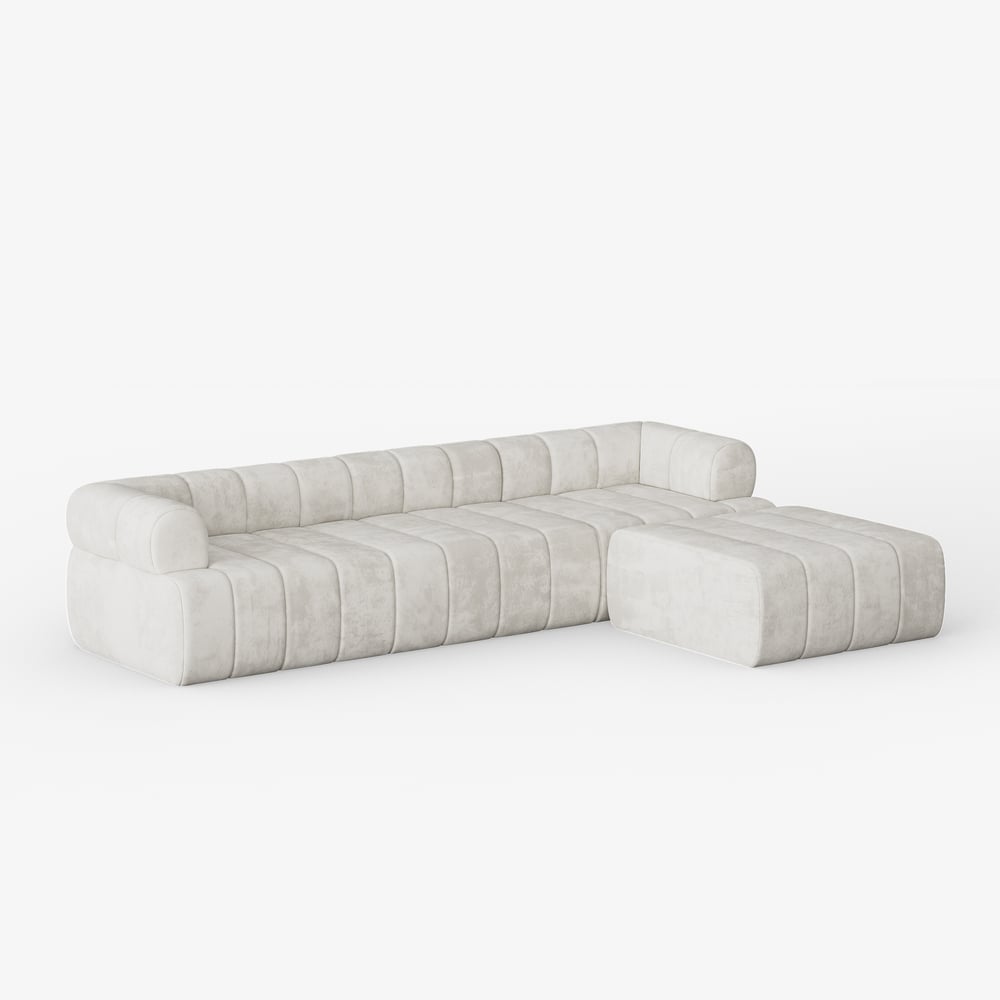 Nimbus 118" 4-Piece Channel Tufted Velvet Sectional Sofa with Ottoman window image