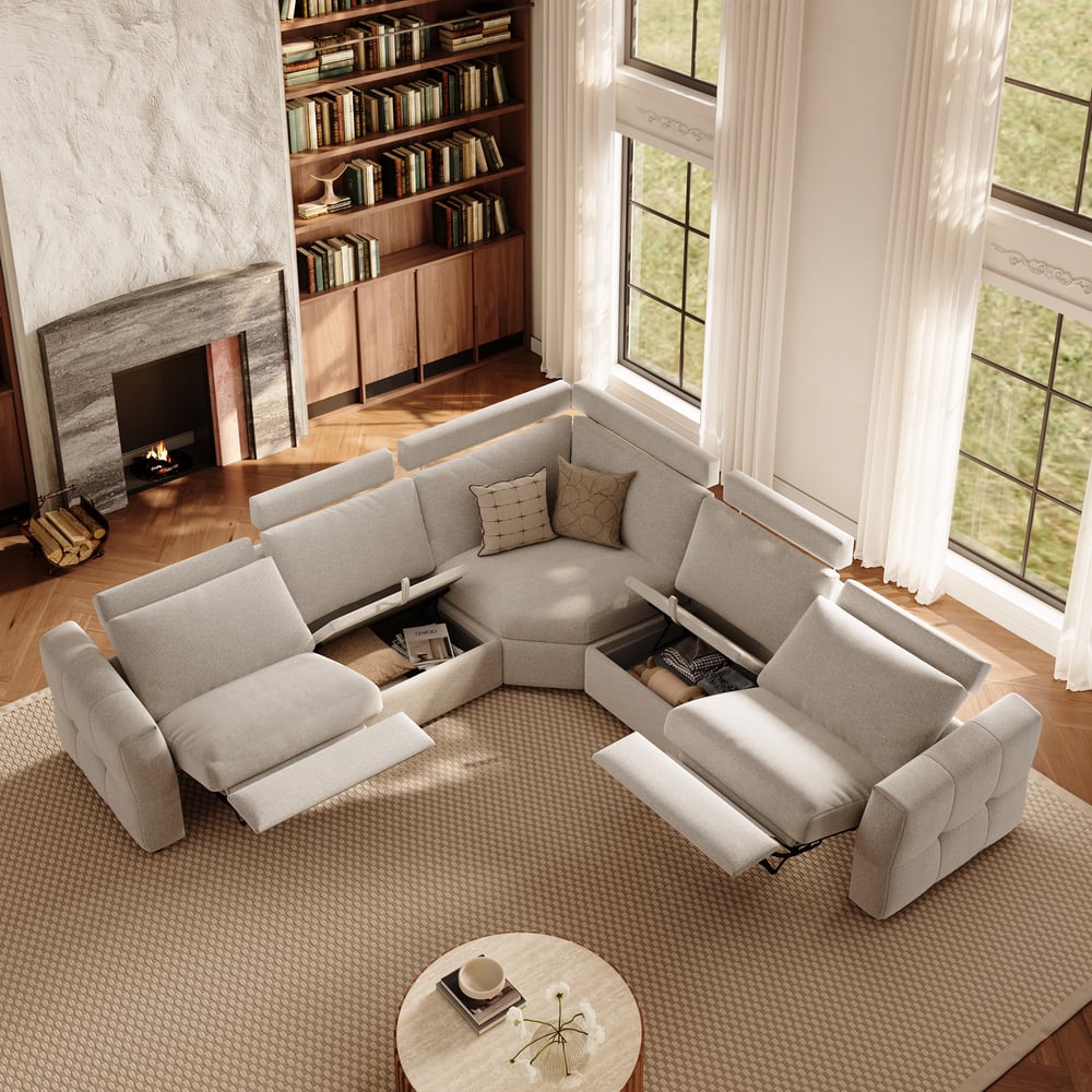 Glidio Chenille Power Reclining Sofa with Adjustable Headrests window image