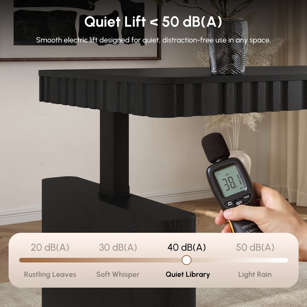 Aura 160 cm Black Fluted Electric Adjustable Standing Desk window image