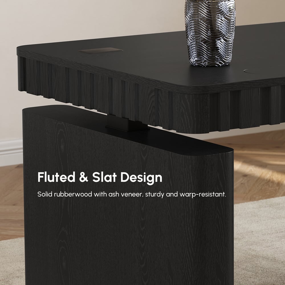 Aura 160 cm Black Fluted Electric Adjustable Standing Desk window image