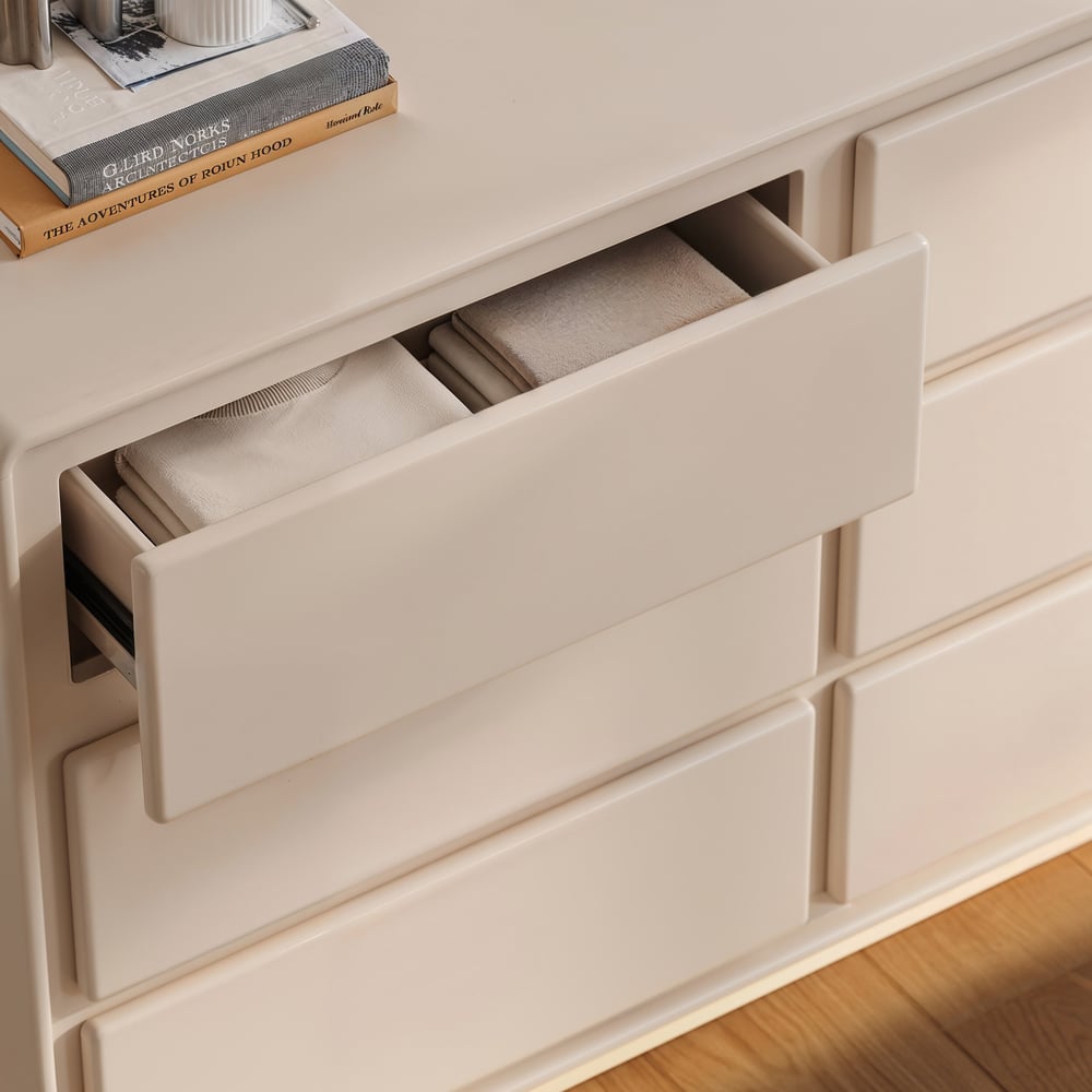 Modern 47" 6-Drawer Dresser with Light and Charging Station window image