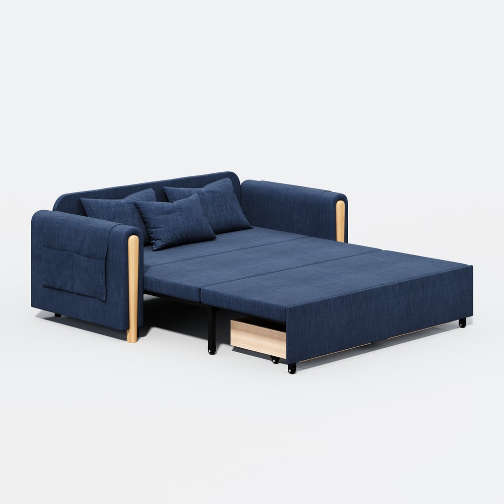 72" Full 2-Seater Linen Convertible Sleeper Sofa window image