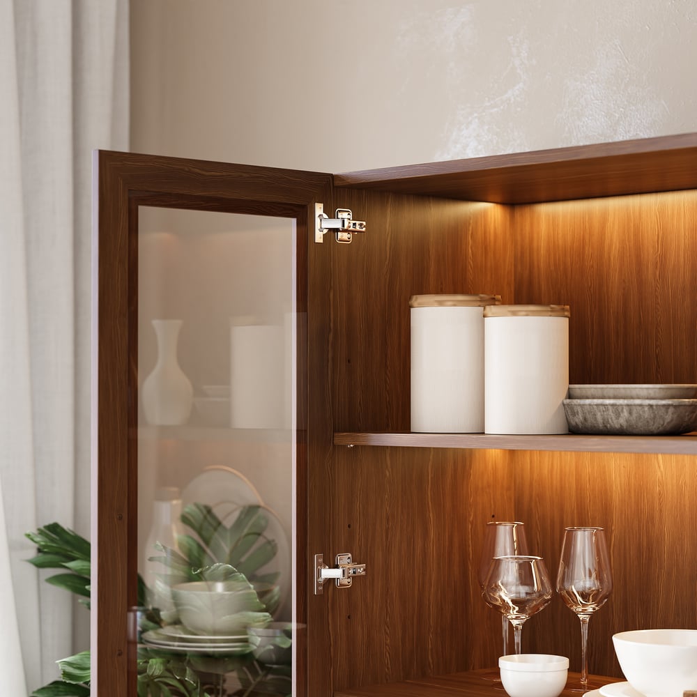 Aura Glass Tall Display Cabinet with LED Light window image