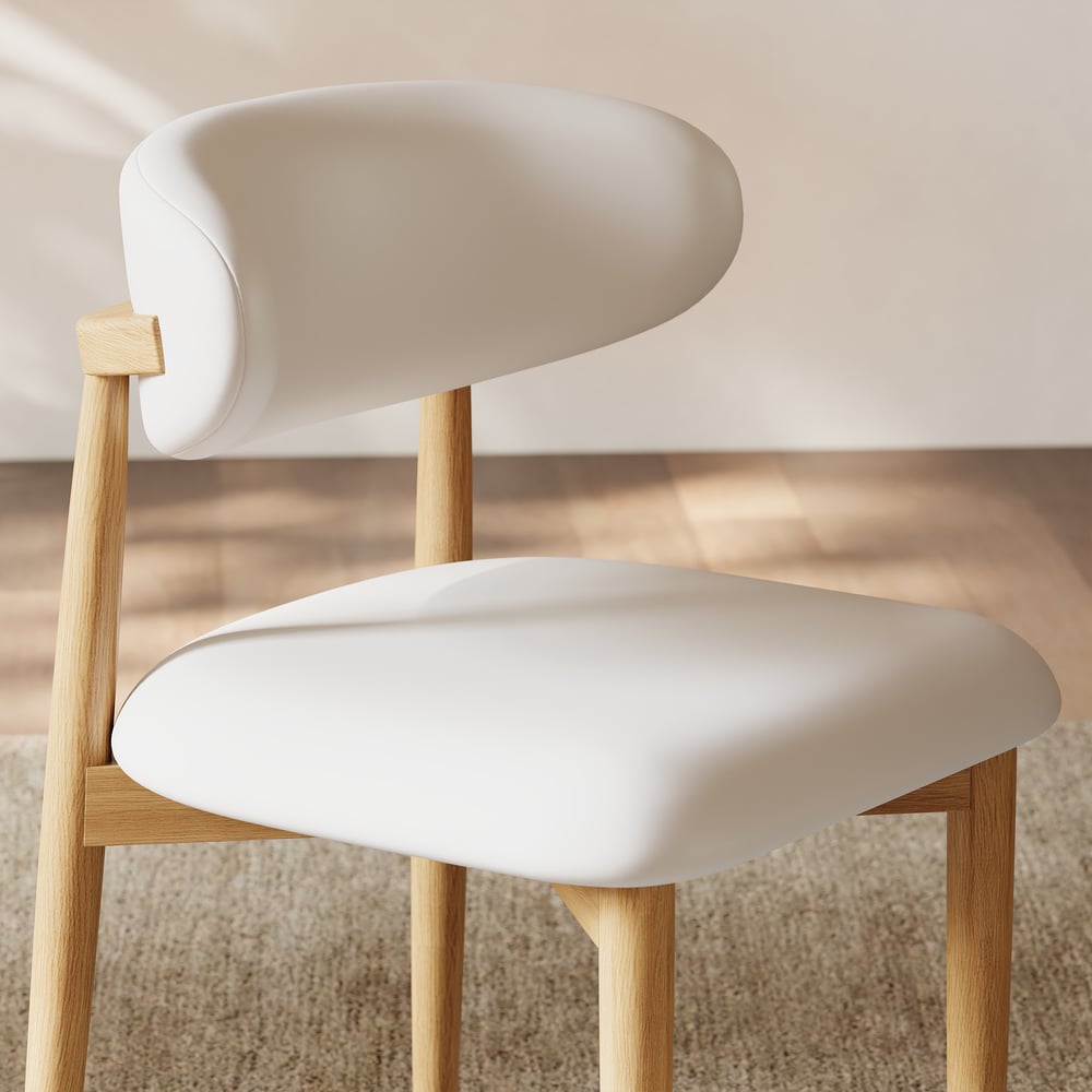 Modern PU Leather Dining Chair with Rubber Wood Legs, 1 Piece window image