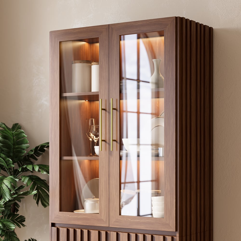 Aura Glass Tall Display Cabinet with LED Light window image