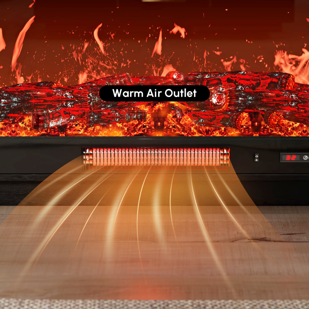Arune 80" Arched Glass Doors TV Stand with Electric Fireplace & Remote Control window image