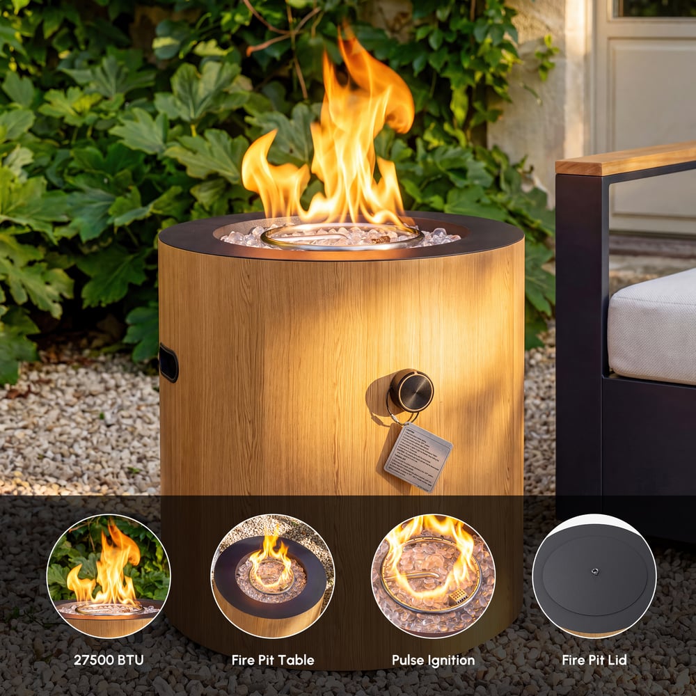 Tevara Outdoor Dark Gray Aluminum Smokeless Fire Pit Side Table window image