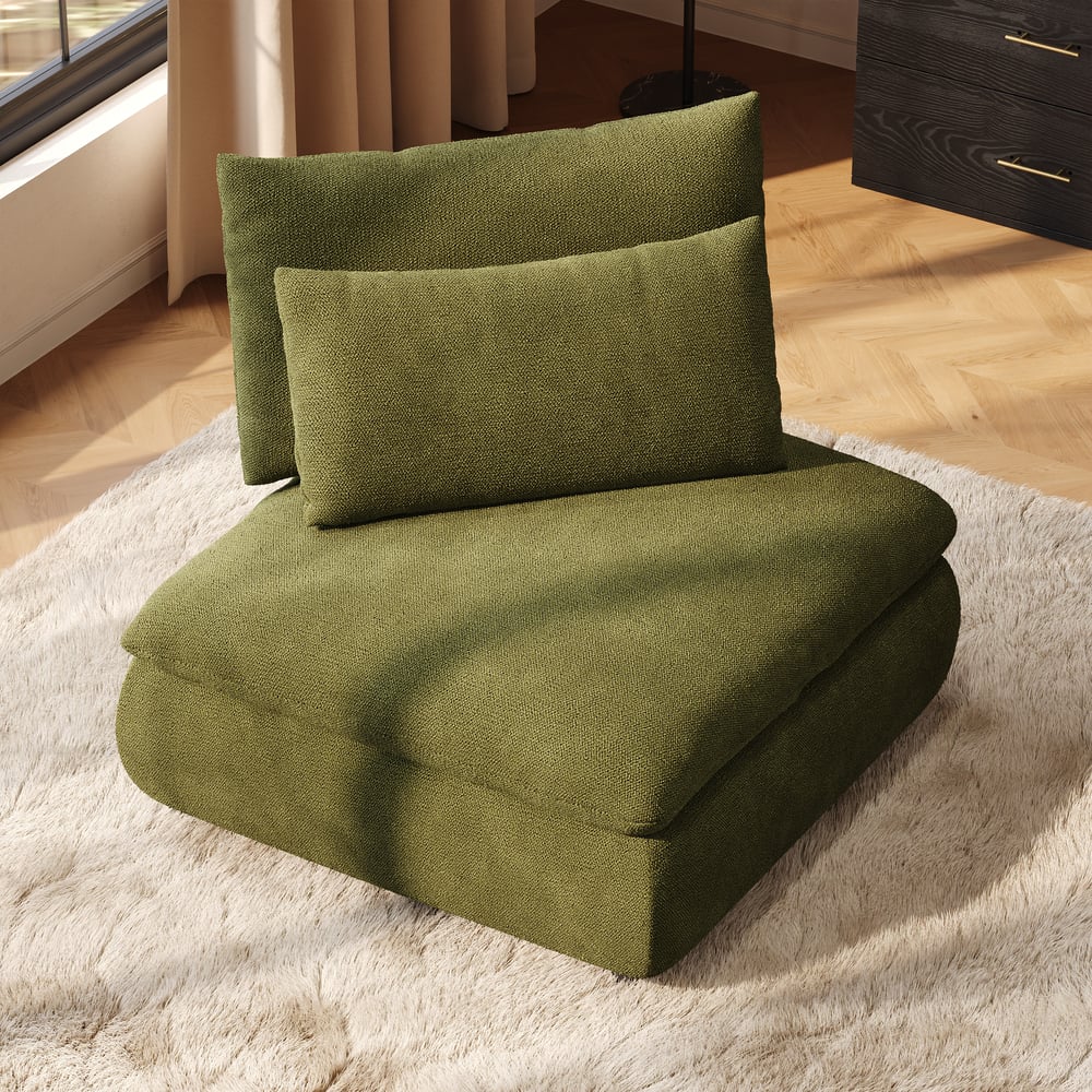 36" Chenille Slipper Accent Chair with Hidden Storage & Removable Backrest window image